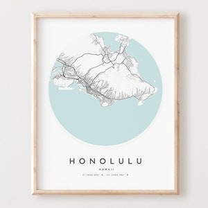 Honolulu Map Print, Honolulu Map Poster City Wandkunst, Hi Road Map, Hawaii Print Straßenkarte Dekor, Büro Geschenk, L302v4
