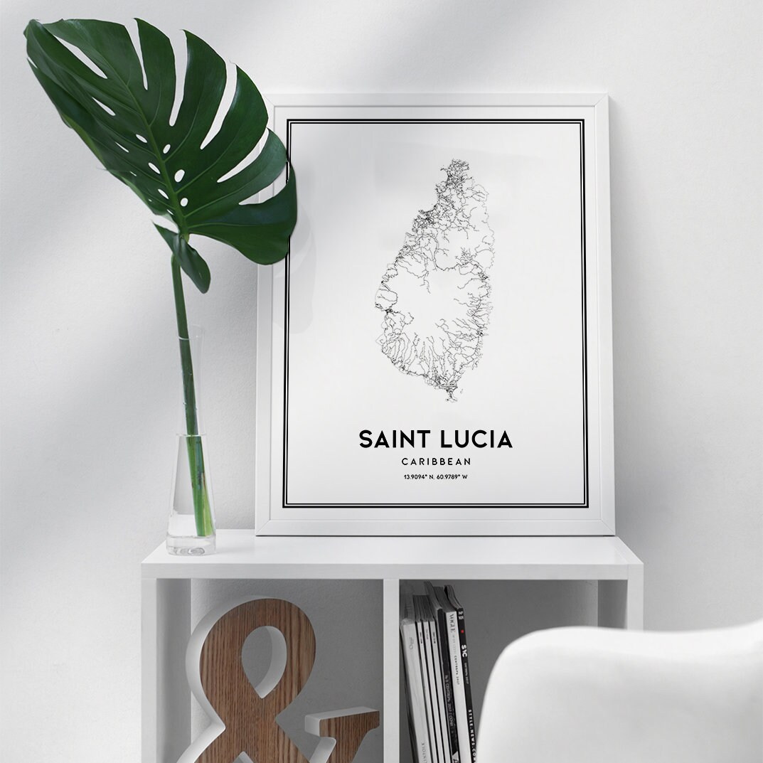 Saint Lucia Karte drucken Wandkunst Saint Lucia Karibik