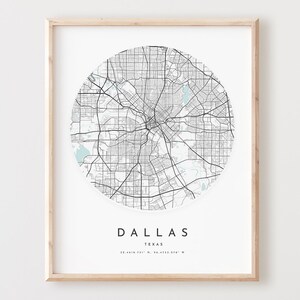 Impressão de mapa de Dallas, mapa de Dallas, arte de parede da cidade, mapa de estradas Tx, decoração de mapa de rua com impressão do Texas, presente de escritório, L41v4
