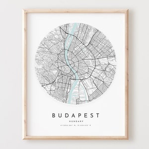 Impressão de mapa de Budapeste, mapa de Budapeste pôster arte de parede da cidade, mapa de estrada de Budapeste, decoração de mapa de rua de impressão de Budapeste, presente de escritório, L177v4