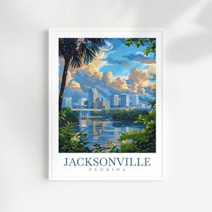 Jacksonville Travel Print Jacksonville Poster Wall Art Florida Wall Hanging Home Décor Jacksonville Gift Art Lovers Jacksonville Art Gift