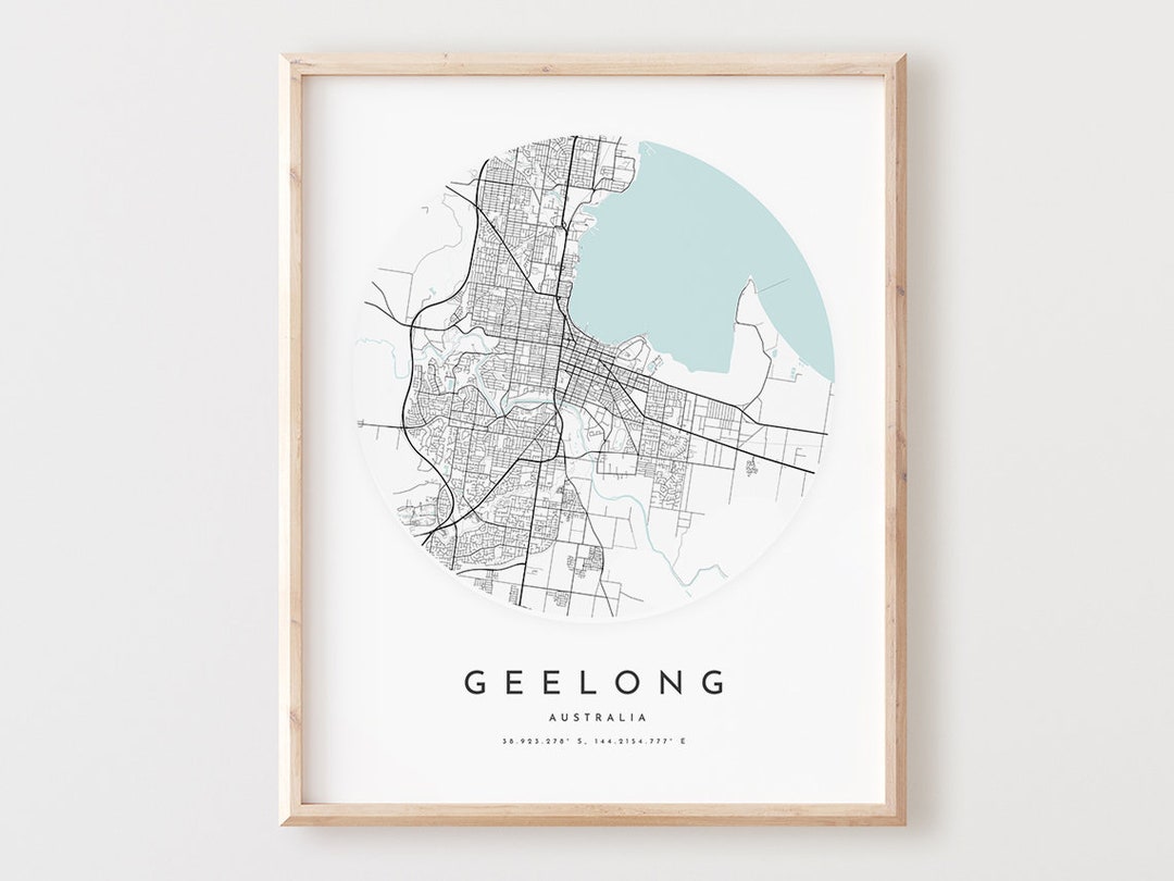 Geelong Map Print Geelong Map Poster City Wall Art Geelong Etsy