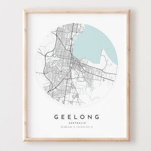 Impressão de mapa de Geelong, mapa de Geelong pôster arte de parede da cidade, mapa de estrada de Geelong, decoração de mapa de rua de impressão de Geelong, presente de escritório, L674v4