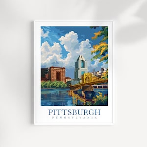 Pittsburgh Travel Print Wall Art Pittsburgh Wall Hanging Home Décor Pittsburgh Gift Art Lovers Pennsylvania Art Lover Travel Poster
