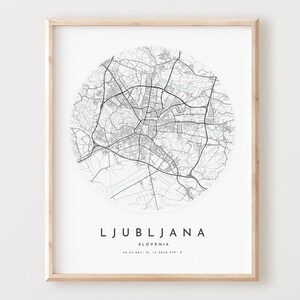 Impressão de mapa de Liubliana, Cartaz de mapa de Liubliana Arte da parede da cidade, Mapa de estradas de Liubliana, Decoração de mapa de rua com impressão de Liubliana, presente de escritório, L495v4