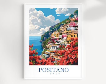 Positano Italy Travel Print: Amalfi Coast Wall Art