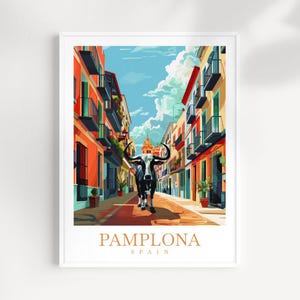 Póster de viaje de Pamplona, España, arte de pared, colgante de pared de Pamplona, decoración del hogar, regalo de Pamplona, amantes del arte, España, decoración de Pamplona