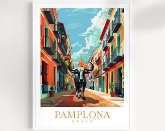 Pamplona reizen afdrukken Spanje poster kunst aan de muur Pamplona muur opknoping Home decor Pamplona cadeau kunstliefhebbers Spanje decor Pamplona