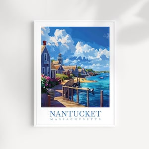 Nantucket Reisedruck: Massachusetts Küstenwandkunst