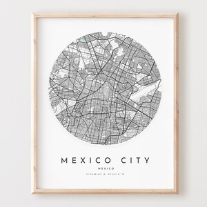 Impressão do mapa da Cidade do México, mapa da cidade do México pôster arte da parede da cidade, mapa de estradas da cidade do México, decoração do mapa de ruas da cidade do México, presente de escritório, L3v4