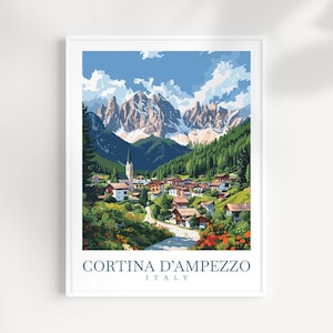 Cortina d&#39;ampezzo Impresión de viaje Arte de pared Italia Colgante de pared Decoración del hogar Cortina d&#39;ampezzo Regalo Amantes del arte Arte de pared Impresión Arte