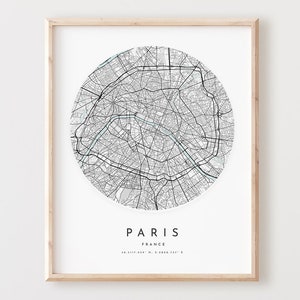 Parijs kaart afdrukken, Parijs kaart poster stad muur kunst, Parijs wegenkaart, Parijs afdrukken stratenplan decor, kantoorcadeau, L20v4