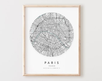Paris Map Print: City Street Art Poster