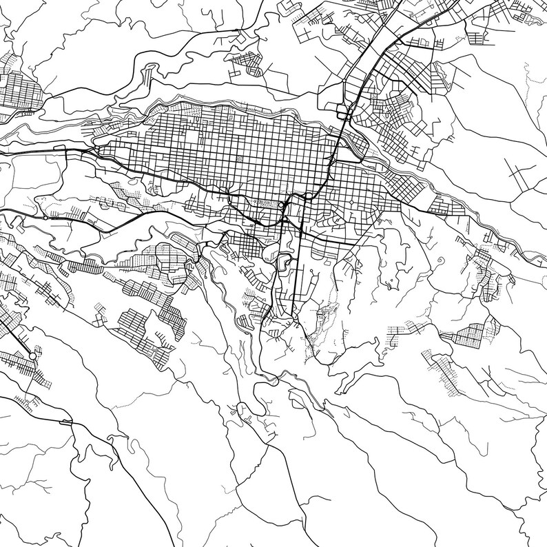 Pereira map print wall art Pereira Colombia city map poster | Etsy