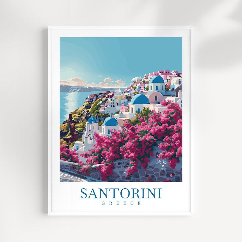 Santorini Travel Print Wall Art Santorini Greece