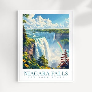 Impresión de viaje de las Cataratas del Niágara Póster de las Cataratas del Niágara Arte Colgante de pared del estado de Nueva York Decoración del hogar Regalo de las Cataratas del Niágara Impresión para amantes del arte