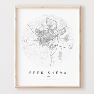 Beer Sheva Map Print, Beer Sheva Map Poster Stadt Wandkunst, Beer Sheva Road Map, Beer Sheva Print Street Map Dekor, Büro Geschenk, L601v4