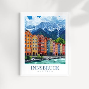 **Innsbruck Travel Print Wall Art Austria - Wandbehang Home Dekoration **Innsbruck** Geschenk Kunstliebhaber Wand Kunst**