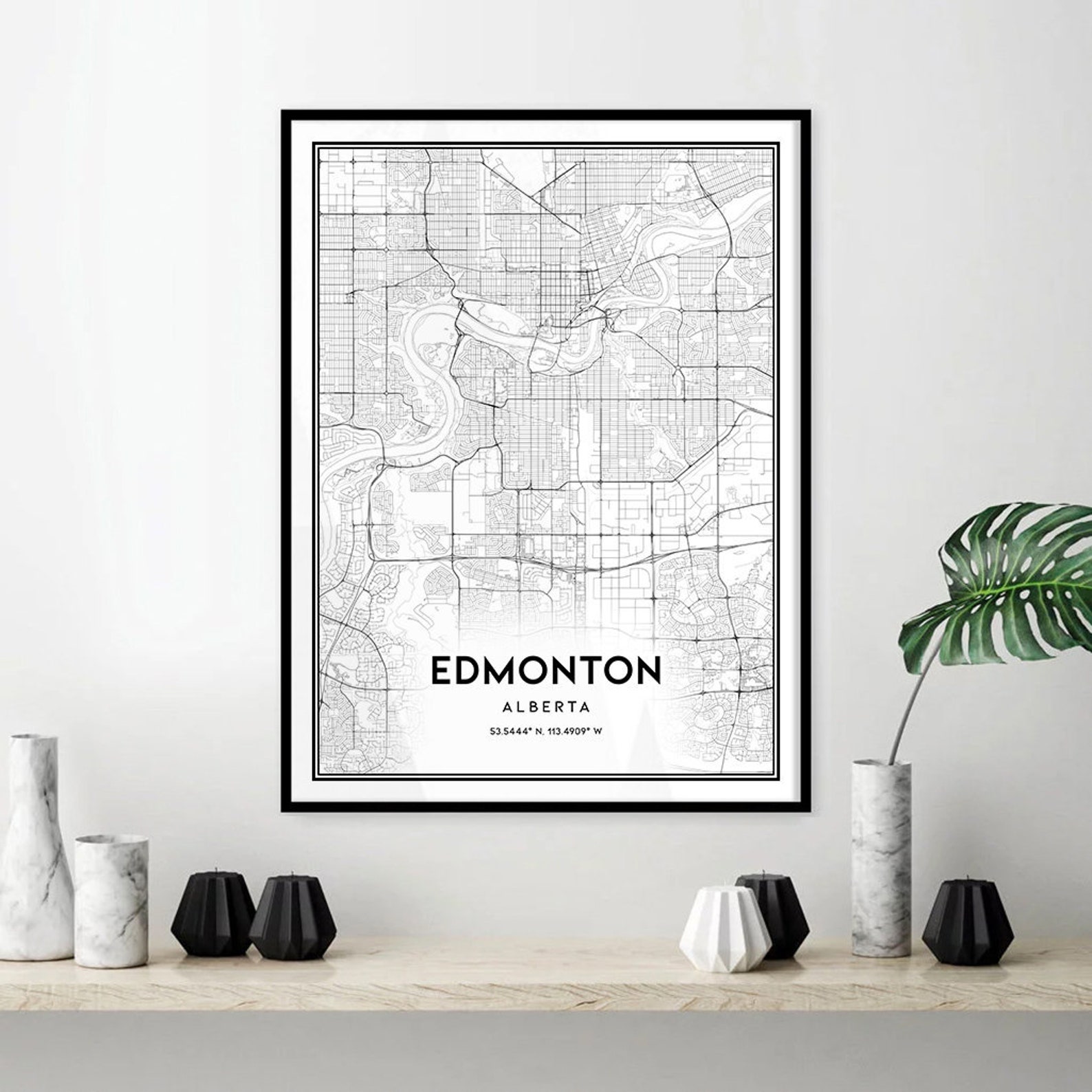Edmonton map print wall art Edmonton Canada city map poster Etsy