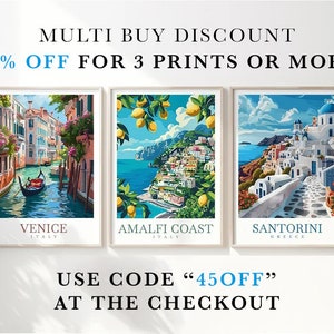 a set of three paintings on a wall