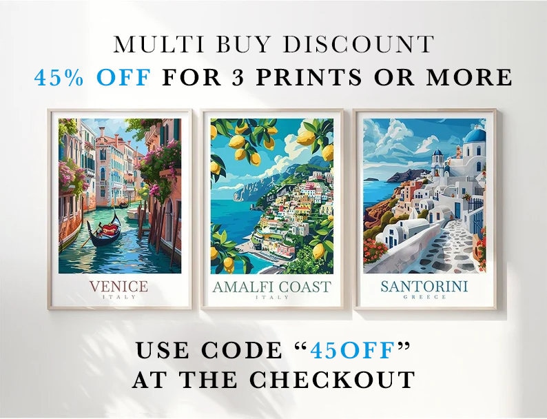 a set of three paintings on a wall