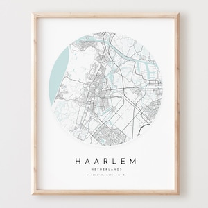 Haarlem kaart print, Haarlem kaart poster stadsmuur kunst, Haarlem wegenkaart, Haarlem print stratenplan decor, kantoorcadeau, L471v4