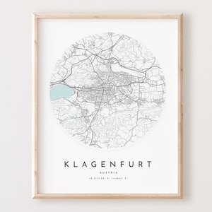 Klagenfurt Map Print, Klagenfurt Map Poster City Wall Art, Klagenfurt Road Map, Klagenfurt Print Street Map Dekor, Büro Geschenk, L929v4