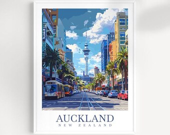 Auckland New Zealand Travel Print: Cityscape Wall Art