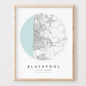 Blackpool Karte Print, Blackpool Karte Poster Stadt Wandkunst, Blackpool Straßenkarte, Blackpool Print Straßenkarte Dekor, Büro Geschenk, L527v4