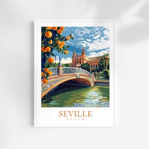 Siviglia Stampa di viaggio Spagna Poster Arte murale Decorazione per la casa Siviglia Regalo Amanti dell'arte Spagna Plaza Arte Regalo Siviglia Decorazione murale Siviglia