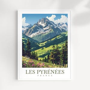 Pyrénées Travel Print Wall Art Pyrénées Wall Hanging Home Décor Pyrénées Gift Art Lovers France Art Lover Gift
