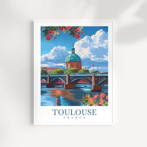 Impression d'art mural voyage Toulouse France Poster Tenture murale Décoration d'intérieur Toulouse France Impression d'art cadeau Toulouse Art de voyage Toulouse