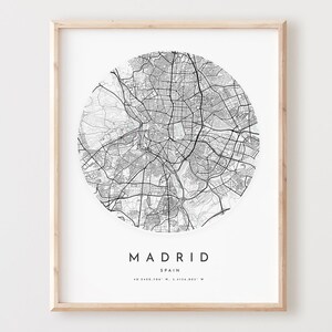Impressão do mapa de Madri, pôster do mapa de Madri, arte da parede da cidade, mapa de estradas de Madri, decoração de mapa de rua com impressão de Madri, presente de escritório, L44v4