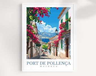 Port de Pollença-print: reiskunst aan de muur Mallorca, Spanje