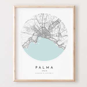 Impresión de mapa de Palma, póster de mapa de Palma, arte de pared de la ciudad, mapa de carreteras de Palma, decoración de mapa callejero de Palma, regalo de oficina, L458v4