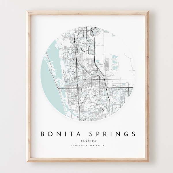 Map of Bonita Springs Florida Etsy