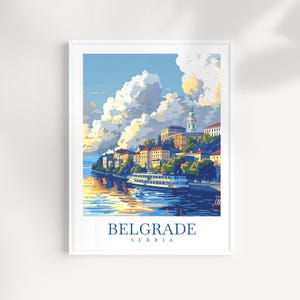 Belgrade Serbia Travel Poster: City Skyline Art Print