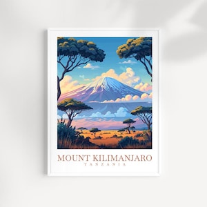 Mount Kilimanjaro Print: Tanzania Travel Poster, Africa Wall Art