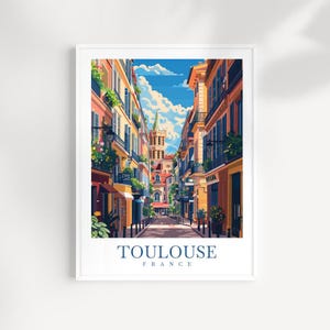 Impression d'art mural voyage Toulouse France Poster Tenture murale Décoration d'intérieur Toulouse France Impression d'art cadeau Toulouse Art de voyage Toulouse