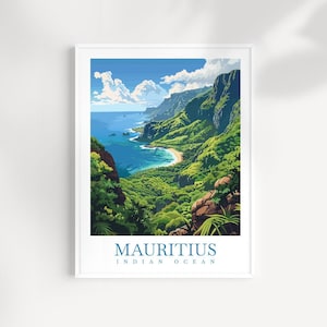 Mauritius Print Wall Art East Africa Travel Print Wall Hanging Home Décor Mauritius Gift Art Lovers Wall Art Mauritius Travel Print