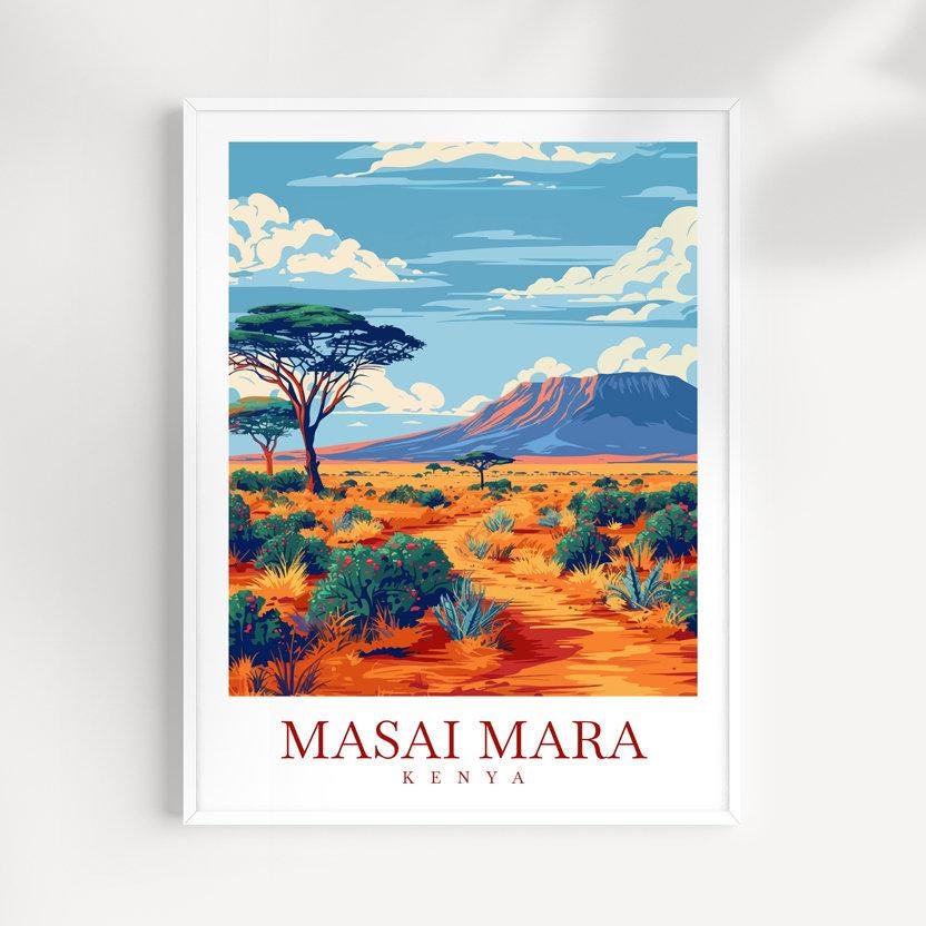 Masai Mara Kenya Travel Print: African Landscape Wall Art - Etsy