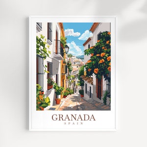 Grenada Reise-Druck Wandkunst Spanien Wandbehang Home Dekor Grenada Geschenk Kunstliebhaber Spanien Kunstliebhaber Geschenk Grenada Wanddekor Grenada Kunst