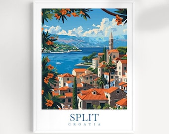 Split Croatia Travel Poster: Coastal City Wall Art