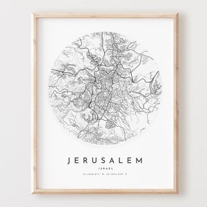 Jerusalem Karte Print, Jerusalem Karte, Poster Stadt Wand, Kunst, Jerusalem Straßenkarte, Jerusalem Karte Dekor, Büro Geschenk, L262v4