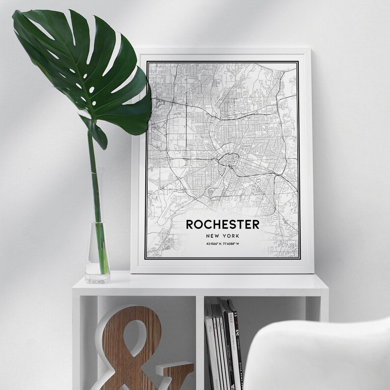 Rochester map print wall art Rochester NY New York city map | Etsy