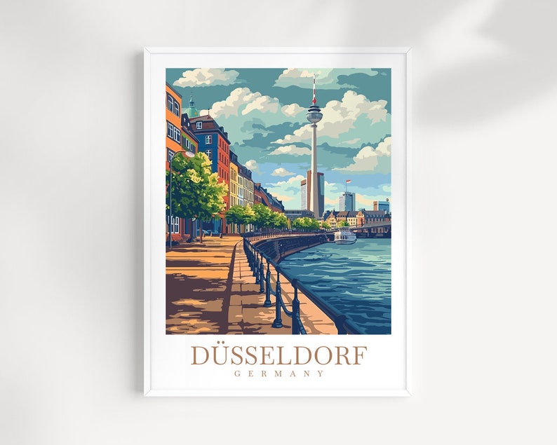 Dusseldorf Travel Print Wall Art Germany Wall Hanging Home Décor