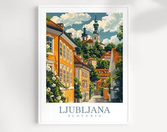 Ljubljana Slowenien Reise-Druck: Stadtansicht Wandkunst