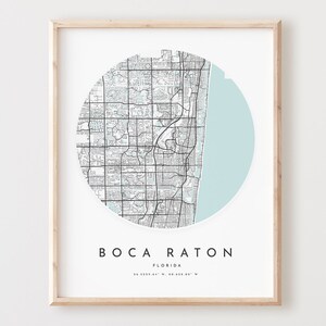 Impressão de mapa de Boca Raton, mapa de Boca Raton pôster arte de parede da cidade, mapa de estradas da Flórida, decoração de mapa de rua com impressão da Flórida, presente de escritório, L887v4