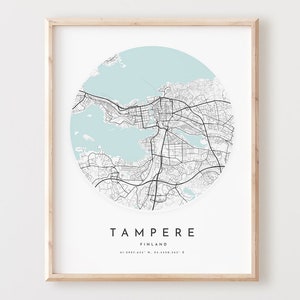 Tampere Map Print, Tampere Map Poster City Wall Art, Tampere Road Map, Tampere Print Street Map Decor, Office Gift, L546v4 image 1