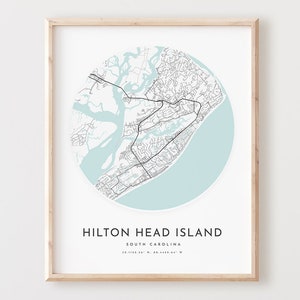 Impressão de mapa de Hilton Head Island, mapa de Hilton Head Island pôster arte de parede da cidade, mapa de estradas Sc, Carolina do Sul impressão decoração de mapa de ruas, L1056v4